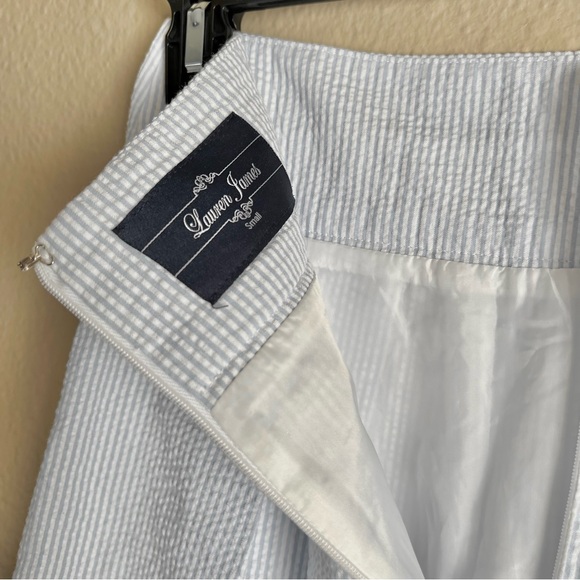 EUC Pleated Seersucker Skirt in Navy Blue by Lauren James - Picture 9 of 9